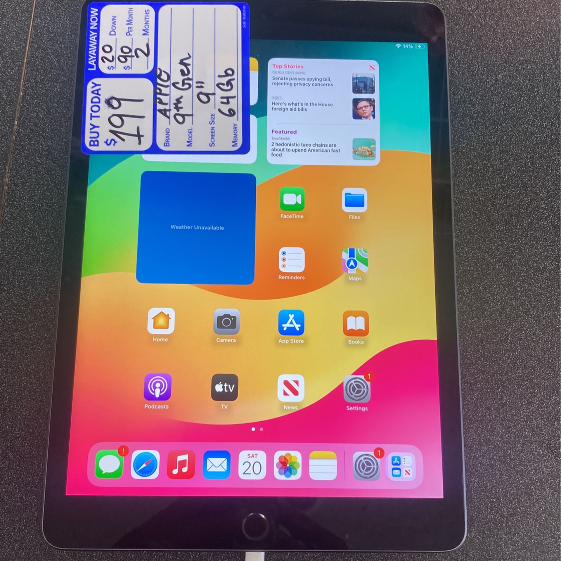 Apple iPad 9th Gen 64gb 9” Tablet
