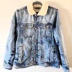 Abercrombie & Fitch Sherpa Lined Denim Mens Jacket