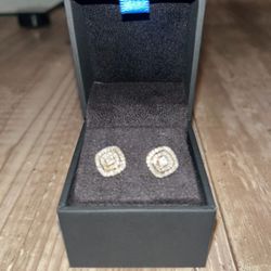 1/2 CT.  White Diamond 10K White Gold 9.3mm Cushion Stud Earrings