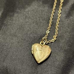 Gold Field Vintage Heart Locket Pendant With Necklace 