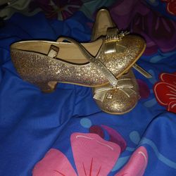 Gold Glitter Girls Heels Like New