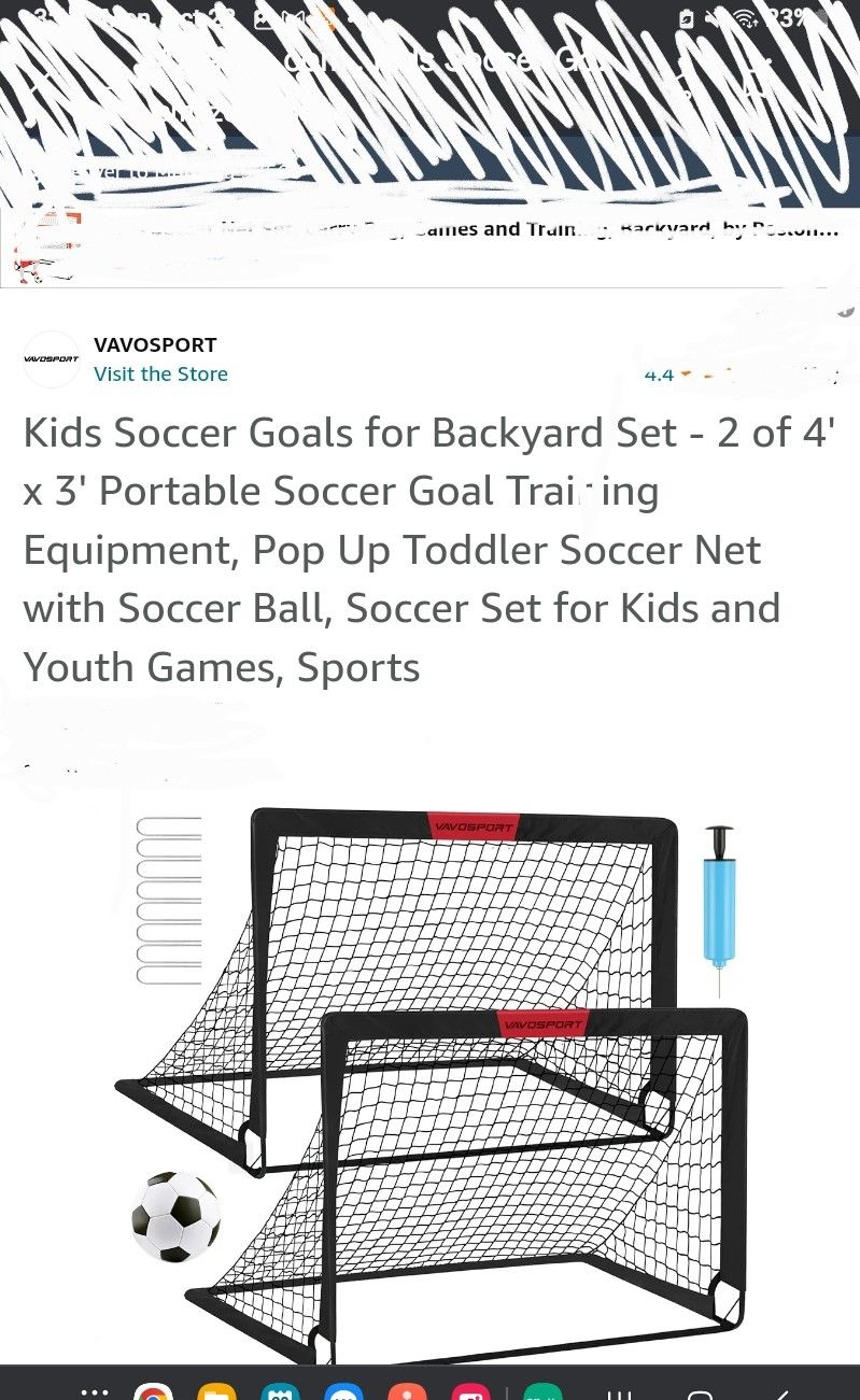 Kids Soccer Goals for Backyard Set - 2 of 4' x 3' Portable Soccer Goal Training Equipment, Soccer Net with Soccer Ball, Soccer Set for