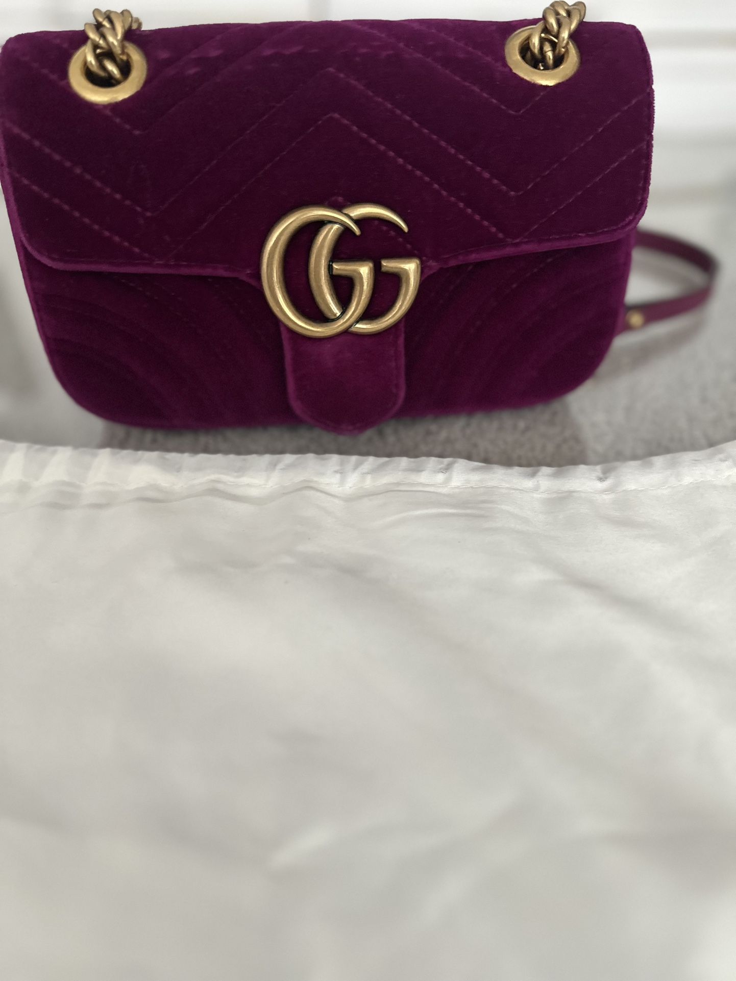 Gucci Marmont Purple Velvet Bag.