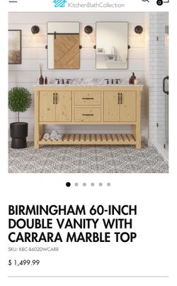 BIRMINGHAM 60-INCH DOUBLE VANITY WITH CARRARA MARBLE TOP