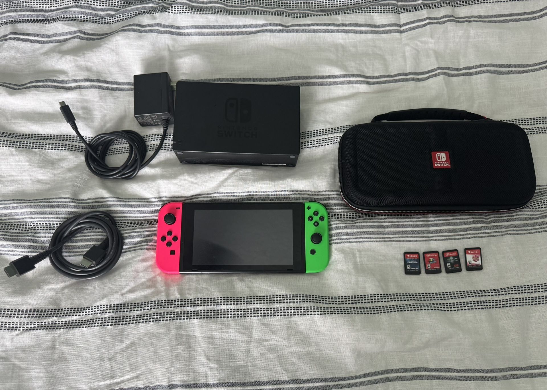 Nintendo Switch w/ Games And Carrying Case
