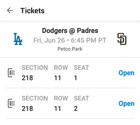 Padres vs Dodgers tickets Friday 6/26