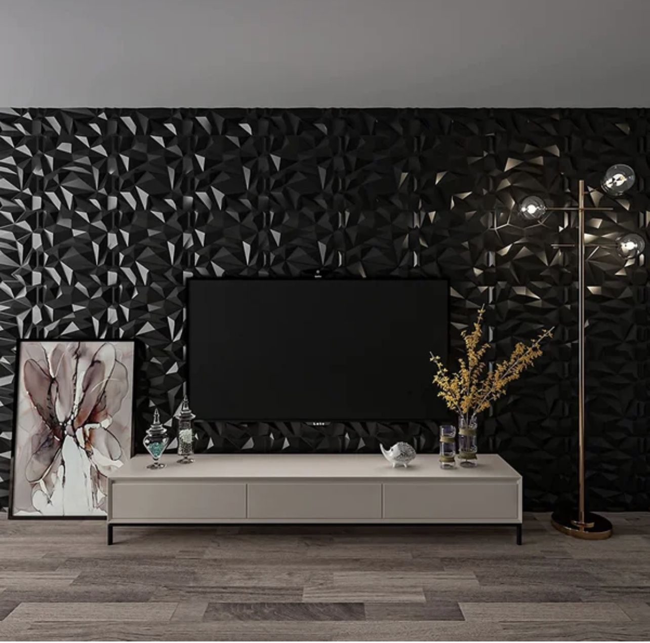3D Wall Panel -Black Interlocking