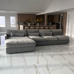 2 Piece Grey Velvet Couch