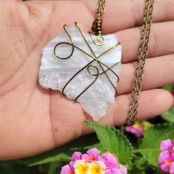 Raw White Banded Agate Necklace 