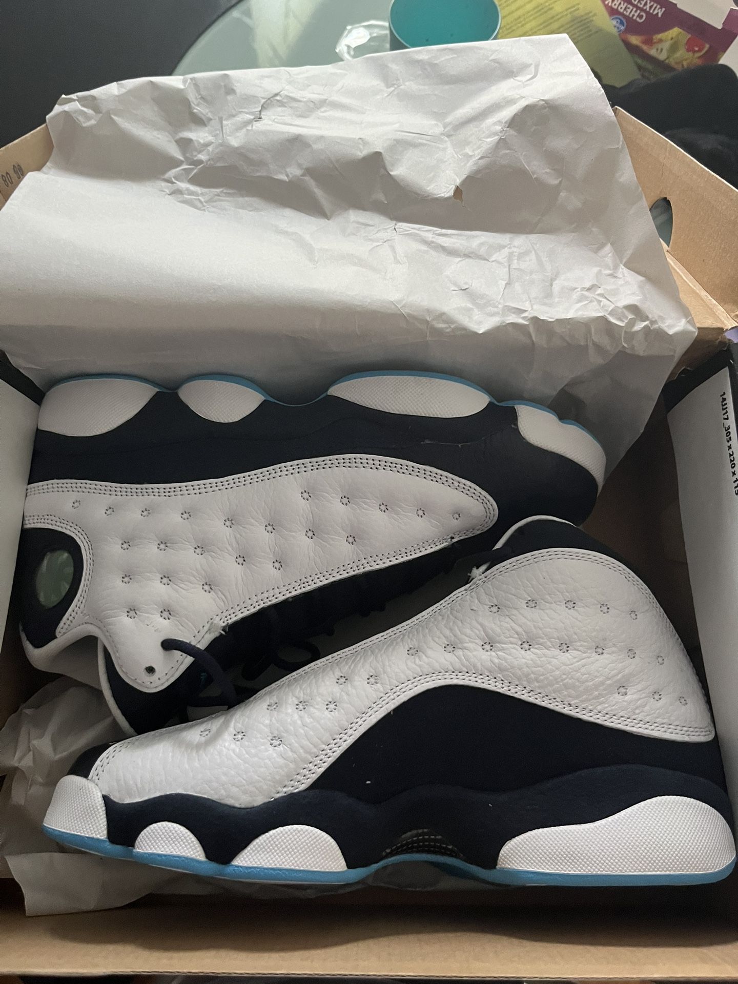 Jordan 13 Retro Obsidian Powder Blue Whites