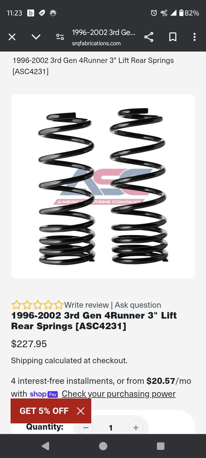 1(contact info removed) 3rd Gen 4Runner Rear Springs