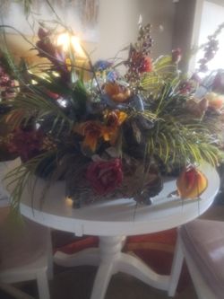 Large Silk Floral Arrangement with Decorative Vase