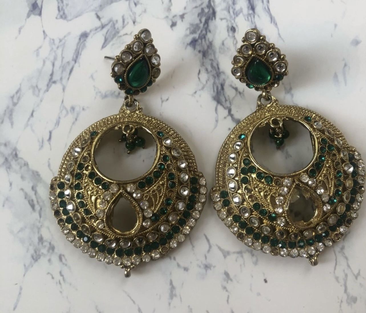 Women’s Green Jewelry Desi Pakistani Afghan Earrings