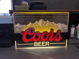 Coors Beer Bar Tavern Sign Vintage 1980s Lighted Mountain View Plug In Works