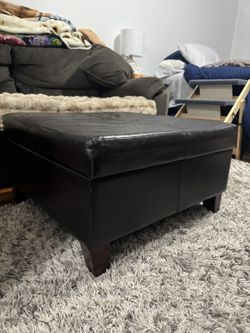 Faux Leather Square Storage Ottoman