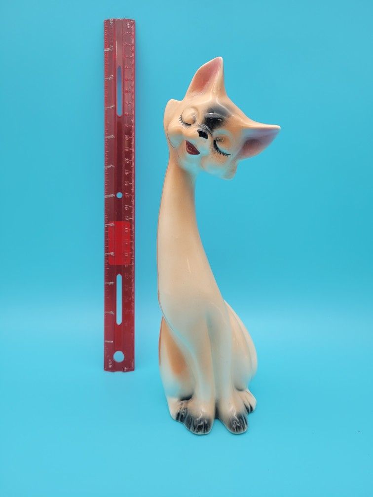 Tall Vintage Long Neck Siamese Cat Figurine