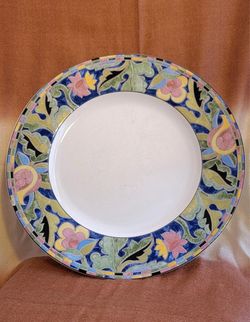Decorative Ceramic Dinner Plate Floral Border