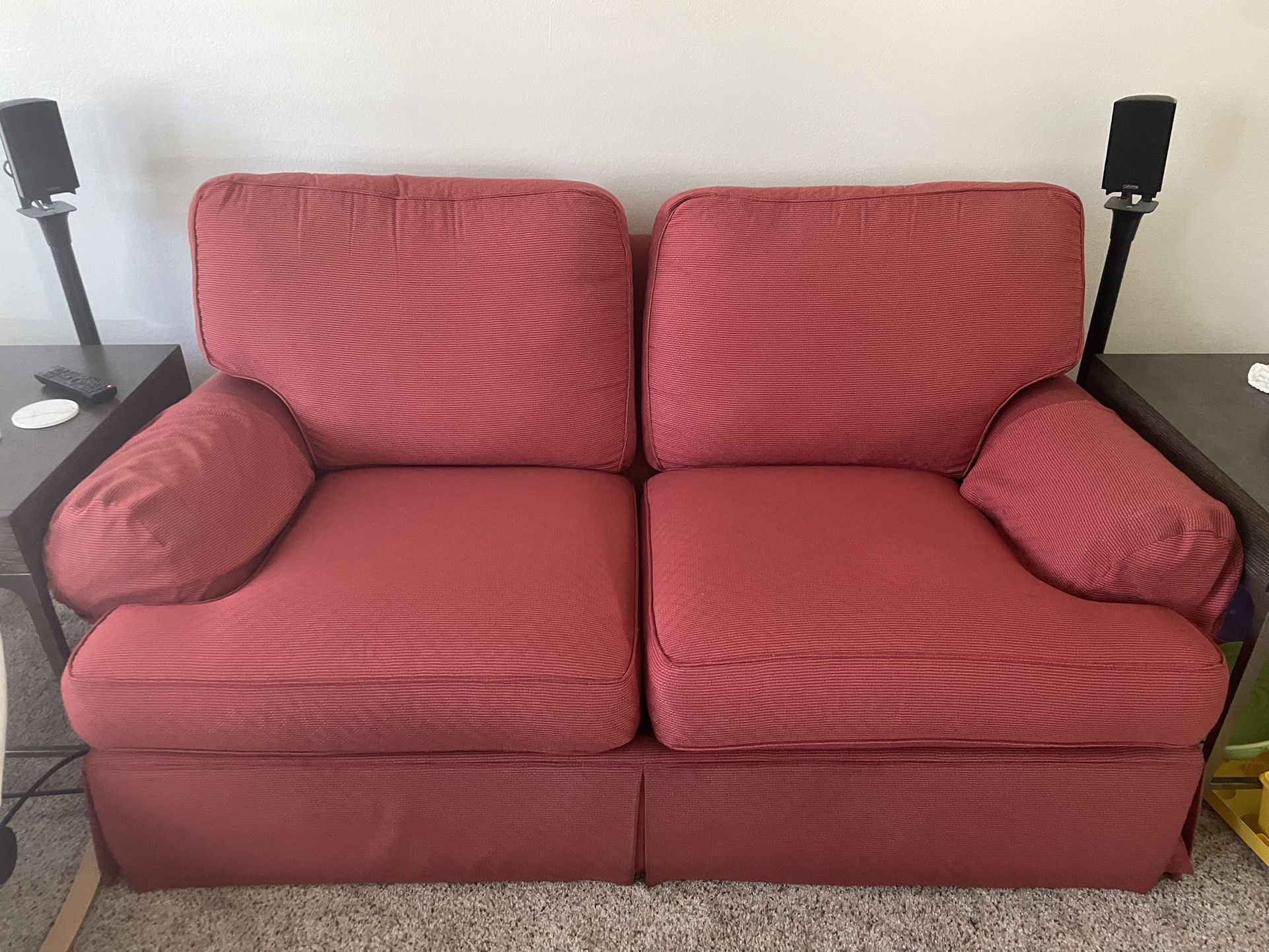 Ethan Allen Red Loveseat Couch