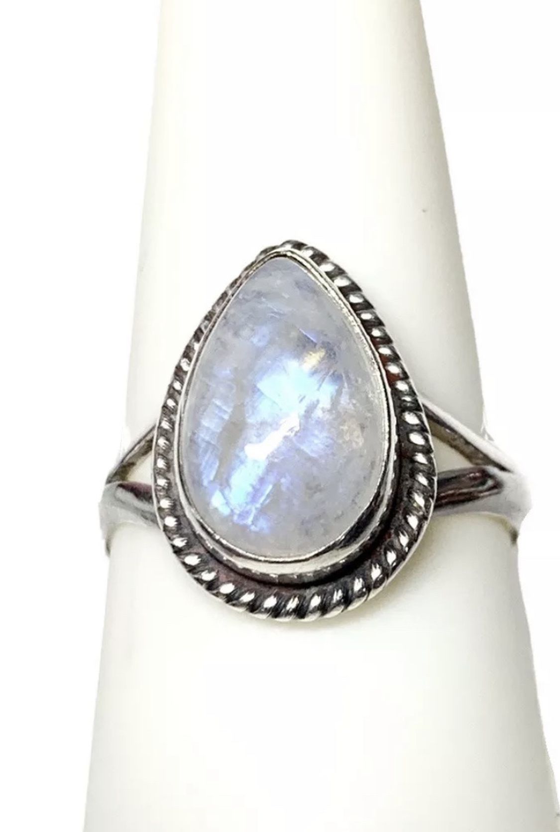 Sterling Silver Rainbow Moonstone Gemstone Ring