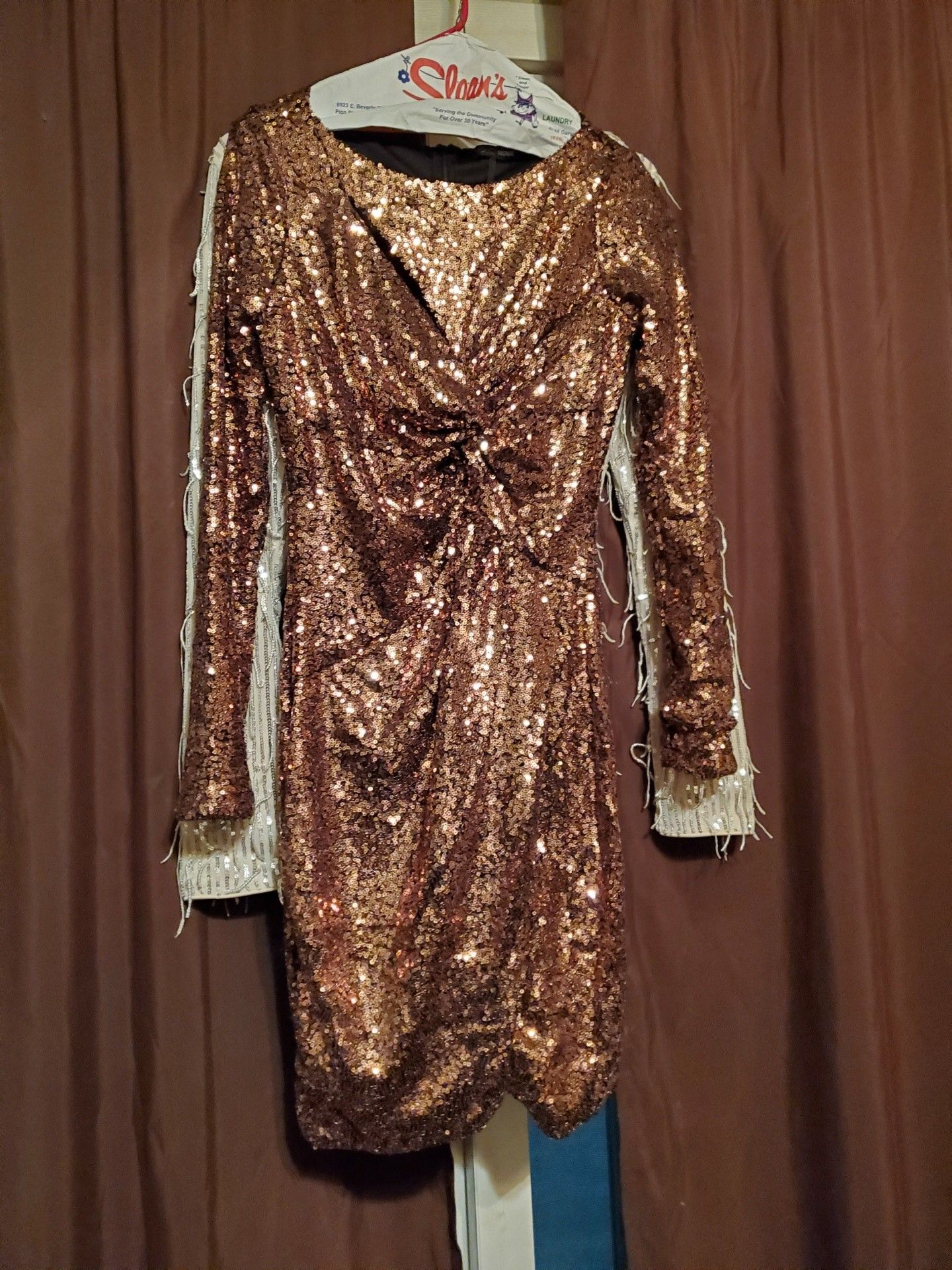 Copper sequin dress