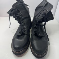 Helene Rouge Black Leather Side Zip Boots Size EU40