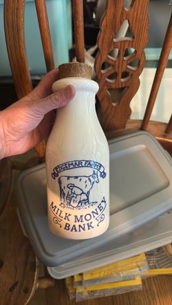 Edgemar Farms Milk Money Bank Ceramic Bottle