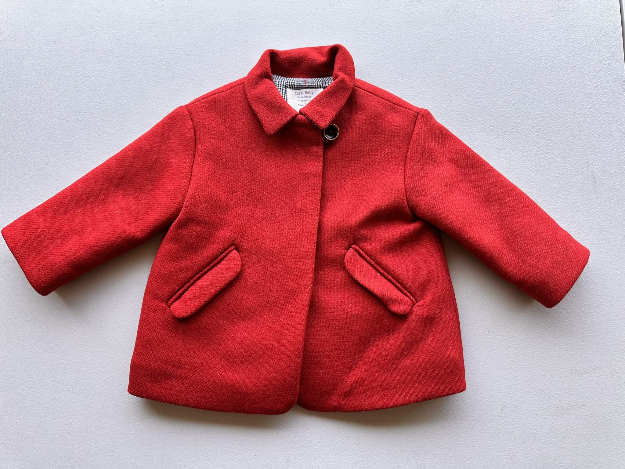  Zara Baby Red Coat 12/18 Months 