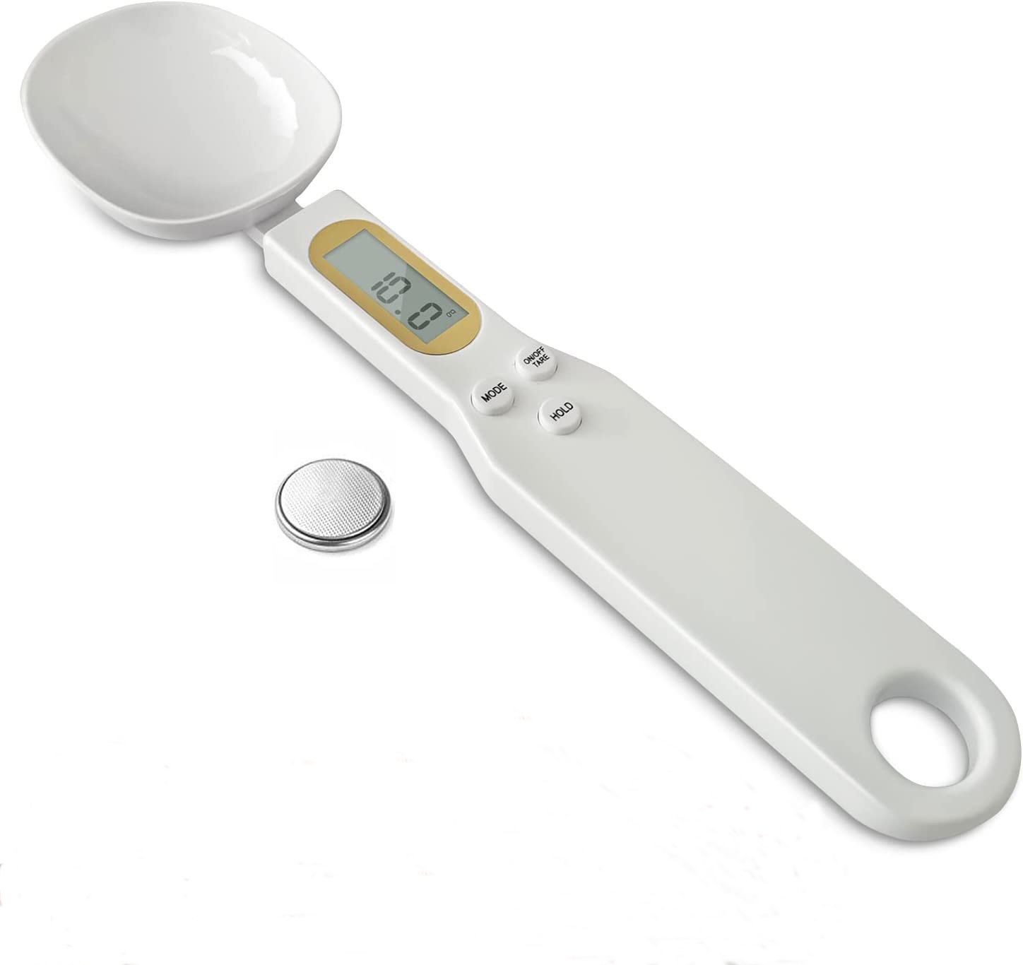Kitchen Spoon Scale Digital Food Scale in Grams and Ounces White 500g/0.1g Weighing Tools Household LCD Display