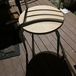 Chair Metal & Faux Wood Seat 