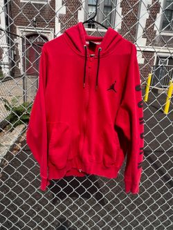 VINTAGE 90s Y2K Michael Jordan Air Jordan Red Full-Zip Hoodie Size Large