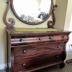 Antique 1911 Dresser & 4 Post  Queen Bed Frame