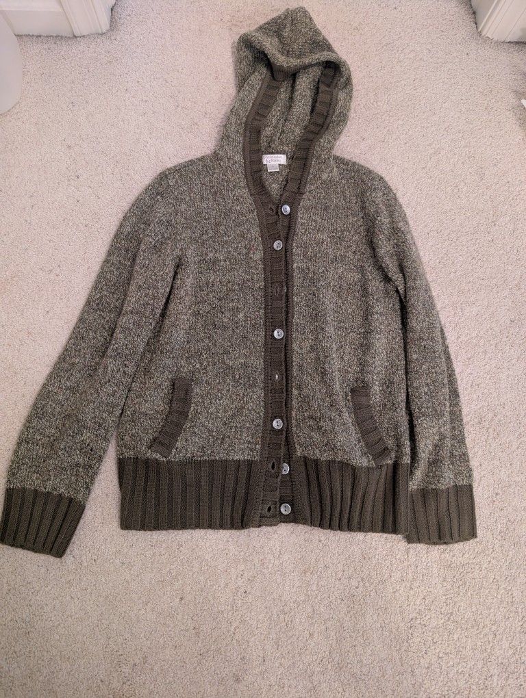Green Hooded Cardigan