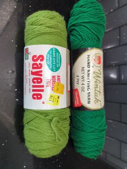 1 Skein Paddy Green Red Heart And 1 Sayelle Avocado