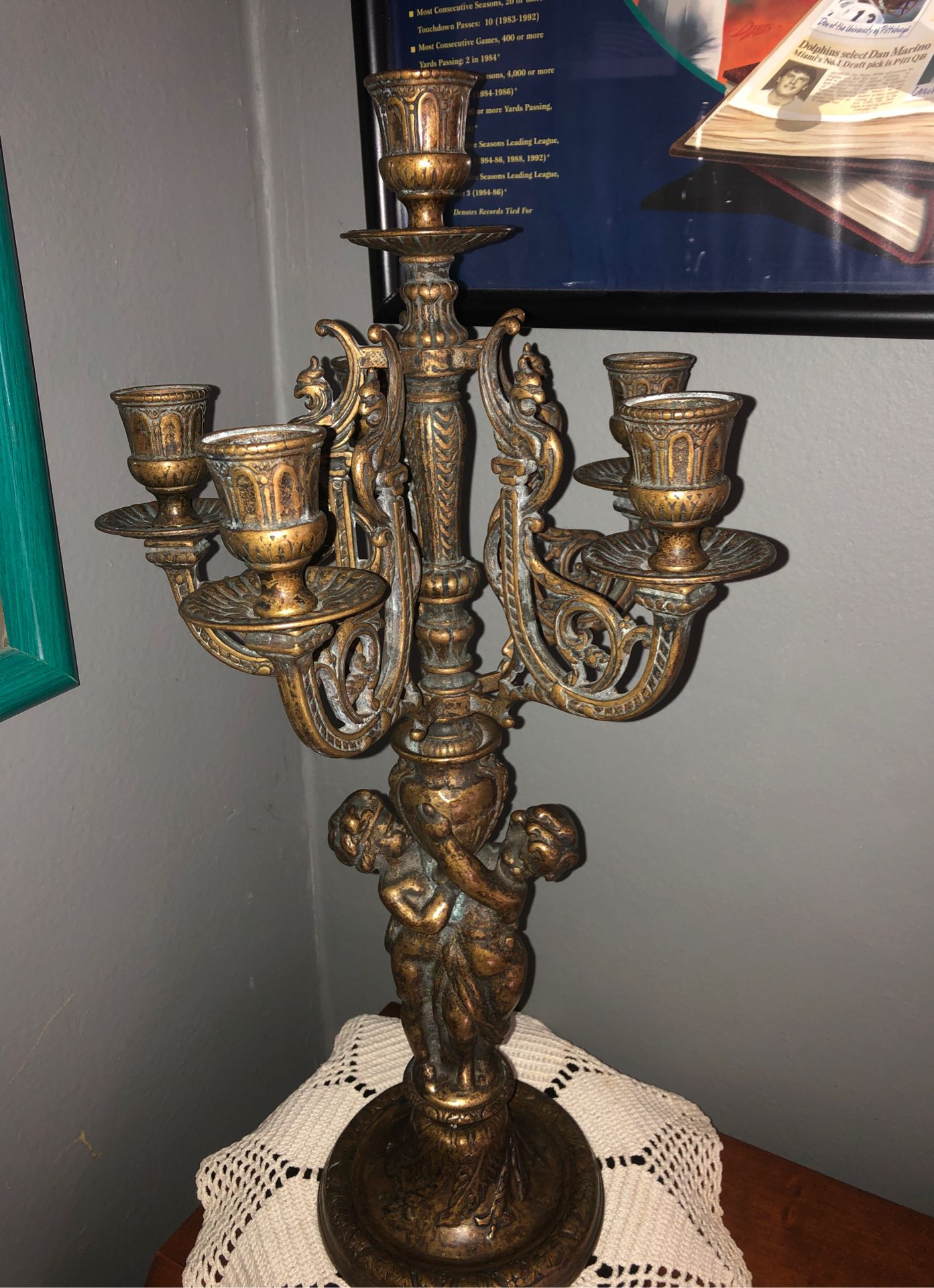 HEAVY BRONZE CANDELABRA MADE IN ITALY