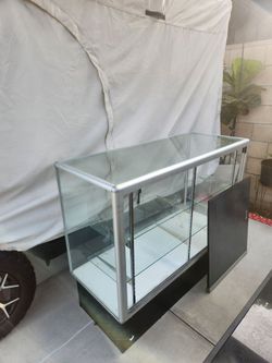 Glass Display Case with Sliding Doors