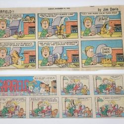 SUNDAY COMICS, (9) Garfield 1(contact info removed) Most at 13.5"x7.75" vintage funnies!