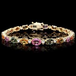 💎 14k Gold Diamond And Sapphire Bracelet, Certified With Appraisal Report