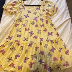 So Yellow Butterfly Dress Size 10/12