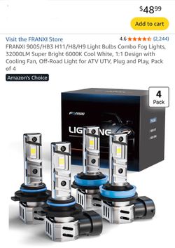 FRANXI 9005/H11 Bulbs Combo Lights 120W Super Bright 6000K Cool White 4 PACK New