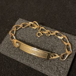 6.5”Gold Plated Link Name Plate Bracelet With Rhinestone (Mary Ann)..inside 12-16-87