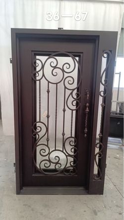 Wrought Iron Entry Door with Scrollwork