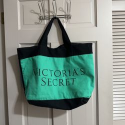 Victoria's Secret Green Blue Black Color Block Limited Edition Large Tote Bag
