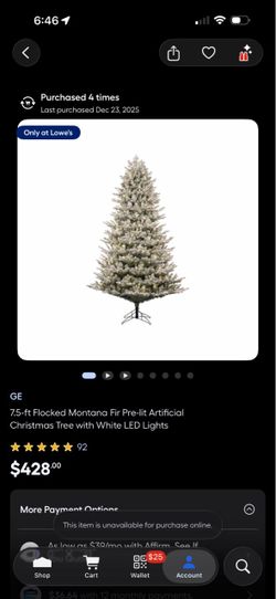 GE 7.5-ft Flocked Pre-lit Artificial Christmas Tree Montana