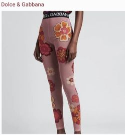 Brand new Dolce & Gabbana Floral- Printed Mesh Logo waistband Leggings 
