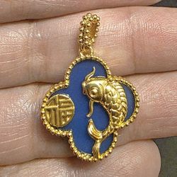 💛18k Blue Lazuli Koi Pendant