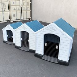 (New in Box) Plastic dog house w/ lock door (medium $80, large $115, x-large $160) all weather cage kennel 