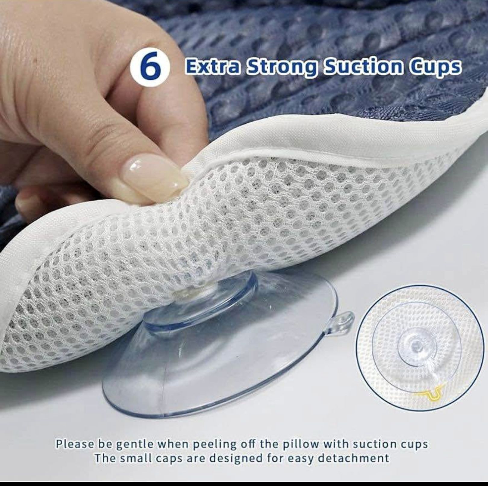 Bath Pillow for Tub, Neck, Head and Back Support with 6 Strong Non-Slip Suction Cups, 4D Air Mesh,