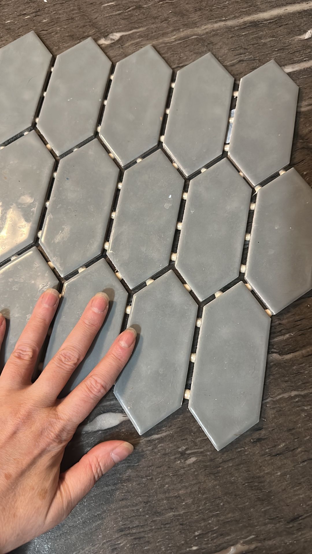 Backsplash Tile Mosaic Grey Porcelain hexagon Diamond Bathroom Accent