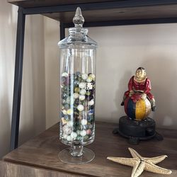 Marbles and glass jar