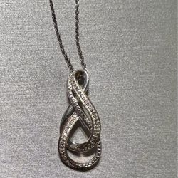 Sterling Silver Rose Gold Diamond Necklace 